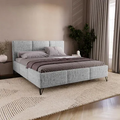 Produktbild von Chilly Möbel Design Bett Modero - Polsterbett mit Bettkasten, Lattenrost und Kopfteil 160x200 cm / Metallrahmen / Neve / Hellgrau