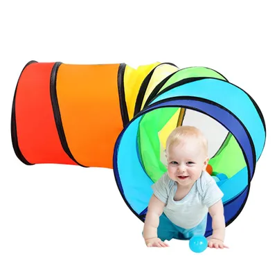 Produktbild von Kinderzelt Tunnel - Spielzelt für Draußen mit Mesh-Seiten - Ø46x175cm Tunnel motorische Fähigkeiten Baby-Krabbel-Spielzeug Klappbares Pop-up Spielzeug