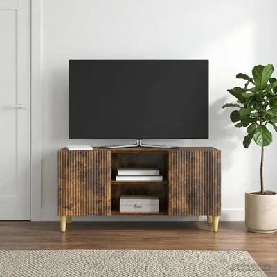 Zdjęcie produktu dla Szafka pod telewizor vidaXL, dąb wędzony, 102 x 34,5 x 50 cm, materiał drewnopochodny