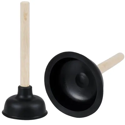 Zdjęcie produktu dla Przepychacz sanitarny udrażniacz do rur WC z gumową końcówką drewniana rączka 26 cm 10,5 cm