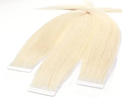 Produktbild von hair2heart Tape Extensions Echthaar Glatt - 10 Tapes 2.5g 40cm Lichtblond