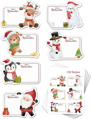 Produktbild von 120 Stš¹ck Aufkleber Weihnachten Christmas Weihnachtsmann Geschenkaufkleber Beschreibbar Etiketten Selbstklebend Deko Marmelade Sticker Weihnachtssticker Weihnachtsaufkleber Klebeetiketten