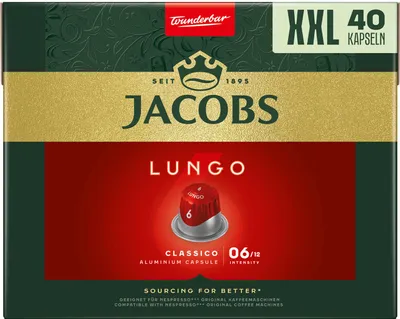 Produktbild von JACOBS Kapseln Nespresso®* kompatible 2 x 40 Lungo 6 Classico + 2 x 40 8 Intenso XXL-Packs - insgesamt 160 Getränke