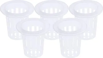 Zdjęcie produktu dla Zestaw 50 doniczek do hydroponiki, plastikowe doniczki o średnicy wewnętrznej 5 cm i wysokości 6,8 cm, storczyki do akwaponiki, białe