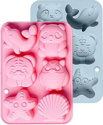 Obrázek produktu pro 2 kusy silikonové formy na čokoládu, panda, sova a tygří forma, hvězdice a mušle Dollphin Silikonové formy na cukroví, želé, pryskyřici, DIY mýdlo atd