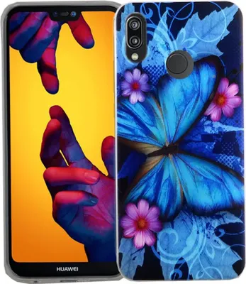 Zdjęcie produktu dla Etui na telefon komórkowy Huawei P20 Lite Blue Butterfly Smartphone Cover Bumper Shell Case