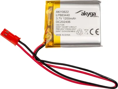 Produktbild von Li-Po Akku LP883440 Akyga AKY0622 3.7V / 1200mAh PCM JST 2-Pin Stecker 150mm