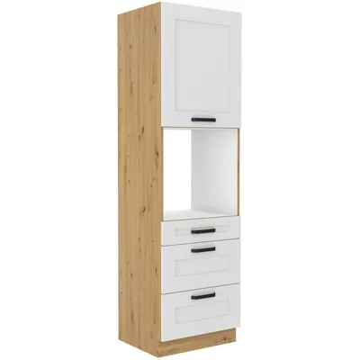 Obrázok produktu pre Kuchynská skriňa na vstavanú rúru so šuplíkmi LAILI - šírka 60 cm, biela / dub artisan