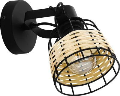 Produktbild von EGLO Deckenlampe Anwick 1, 1 flammige Deckenleuchte Vintage, Boho, Deckenstrahler aus Stahl und Rattan, Wohnzimmerlampe, Küchenlampe, Spot mit E27