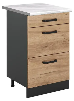 Productafbeelding van Onderkast keukenmeubel Vicco R-Line, goudkleurige eikenhoutstructuur/antraciet, 50 cm, werkblad: marmer, model 69809