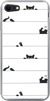 Produktbild von MuchoWow® Handyhülle Schutzhülle Hülle für Telefoonhoesje iPhone SE 2020 Katze - Muster - Maus - Jungen - Mädchen - Kinder - Kinder Silikon Softcase Handy Hülle - Kartenbesitzer