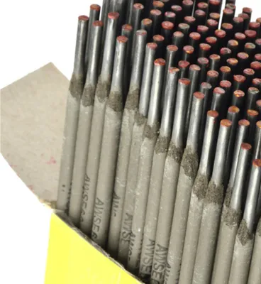 A close-up view of a box filled with welding electrodes.