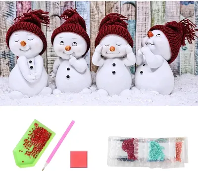 Produktbild von Weihnachten Schneemann DIY Diamant Malerei Kit - 5D Diamond Painting Rund Vollbohr mit Kristallstrass - Kunsthandwerk für Wohnwanddekoration (40x30cm) - Perfektes Geschenk für Weihnachten