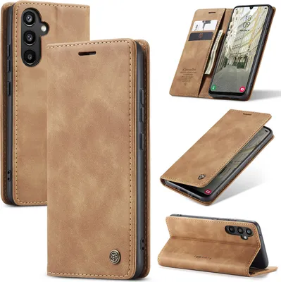 Produktbild von Galaxy A34 5G Hülle, Retro Kunstledertasche mit Standfunktion Schutzhülle für Samsung Galaxy A34 5G Braun