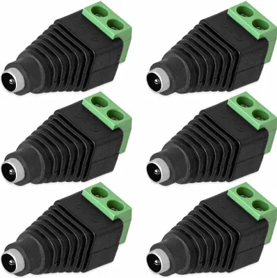 Produktbild von 6x DC Buchse Hohlbuchse 2,1 x 5,5mm > Terminal Block 2-Pin Adapter Schraubbar Verbinder