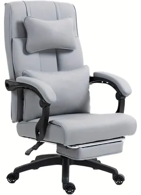 Produktbild von Bürostuhl - Bürostuhl mit Fußstütze - Gaming-Stuhl - Bürostuhl - Ergonomischer Stuhl - Kunstleder, Grau