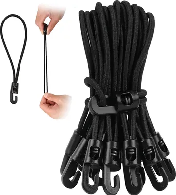 Produktbild von 20 Gummispanner mit Haken, 10 cm Expander | Gummibänder mit Haken für Camping und Planen in Schwarz