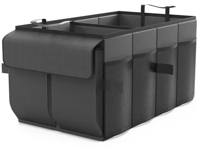 Obrázok produktu pre Organizér do batožinového priestoru, skladací, s priehradkami, protišmyková základňa, čierna farba, veľkosť M, 51x32x27 cm