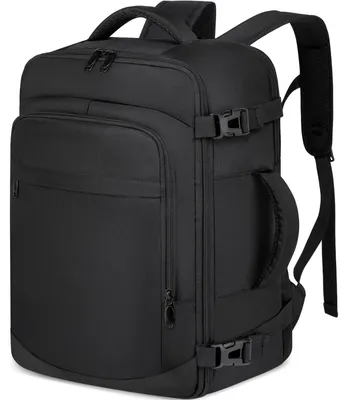 Image de Sac à dos cabine 40x30x20 - Sac à dos de voyage format cabine - Adapté pour ordinateur portable 14 pouces - Peut être rangé sous le siège - Noir - Léger - Sac de voyage