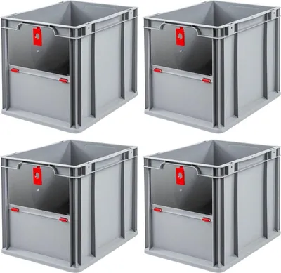 Produktbild von SuperSparSet 4x Eurobox NextGen Insight Cover | HxBxT 32x30x40 | 30 Liter | Hoch/Rot | Eurobehälter, Transportbox, Transportbehälter, Stapelbehälter