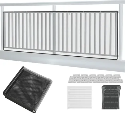 Zdjęcie produktu dla TRMLBE Siatka zabezpieczająca na schody 450x91 cm czarna Siatka zabezpieczająca z opaskami kablowymi, linami mocującymi i uchwytami podłogowymi dla dzieci i schodów łatwy montaż
