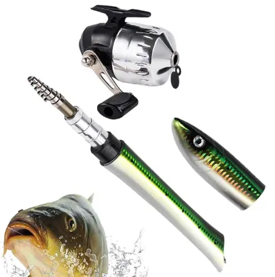 Immagine prodotto di Set di canne da pesca - Canne da pesca - Pesca in viaggio - Design pieghevole e compatto - 1,6 m - Nero