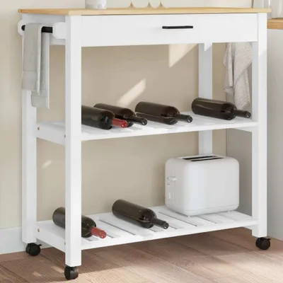 Obrázek produktu pro Kuchyňský vozík monza masivní borové dřevo Bílá / 84 x 40 x 90 cm