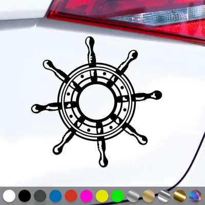 Produktbild von PantherPixel Steuerrad Aufkleber Meer Nordsee Ostsee Schiff Sticker Auto Geschenkidee Farbe Schwarz