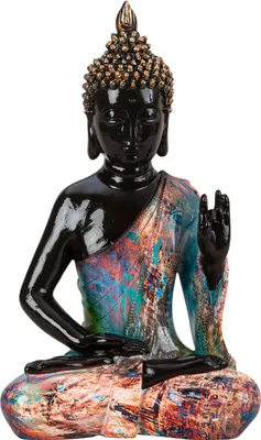 Produktbild von Buddha Skulptur "Colorful Art" aus Polyresin schwarz/bunt Höhe 31cm Breite 18cm