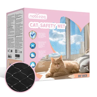 Produktbild von Katzennetz für Balkon, Transparentes Katzennetz Fenster, Balkonnetze für Katzen ohne Bohren, für Balkone 8 x 3 m