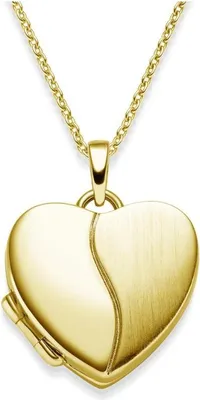 Produktbild von Damenkette Herz Medaillon Romantic 925 Silber Gelbgold vergoldet zum Öffnen für Bilder