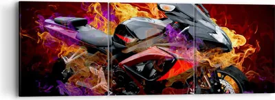 Produktbild von Bild auf Leinwand - Leinwandbild - Motorrad Feuer Abstraktion - 90x30cm - Wand Bild - Wanddeko - Leinwanddruck - Bilder - Kunstdruck - Wanddekoration - Leinwand bilder - Wandkunst - CA90x30-0177