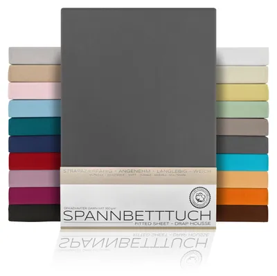 Produktbild von Spannbetttuch Bettlaken aus gekämmter Baumwolle Premium Jersey 160g/m²,200x200cm,Dunkelgrau, Matratzenart:Standardmatratze