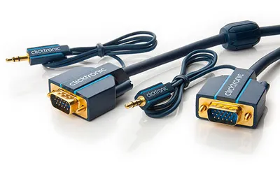 Obrázek produktu pro CLICKTRONIC HQ OFC VGA kabel + audio, MD15HD+jack3,5 - MD15HD+jack3,5, DDC2, 1:1, 5m (11.90.1224)