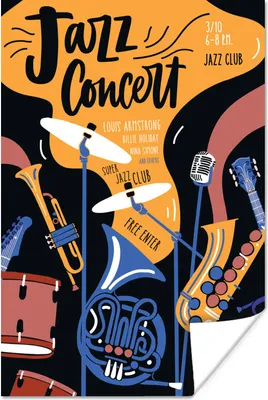 Produktbild von MuchoWow® Poster Jazzkonzert - Zitate - Musikinstrumente - Gitarre - Musik 60x90 cm - Wanddekoration