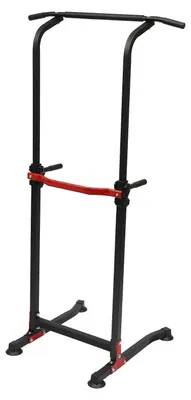 Image de Station de musculation Power Tower pour dips et tractions - MK-4001H - Autoportante - Réglable en hauteur de 165 à 210 cm - Entraînement de force à domicile - Structure en acier - Noir