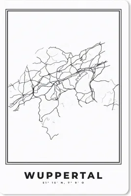 Produktbild von MuchoWow® Mauspad Mousepad Schwarz und weiß - Deutschland - Karte - Stadtplan - Wuppertal 18x27 cm - Mousepads - Maus Mat - Pad - Mausunterlage