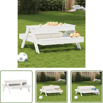 Immagine prodotto di The Living Store Tavolo da picnic con sabbiera per bambini Legno di pino massiccio bianco