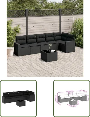 Produktbild von The Living Store 7-tlg. Garten-Sofagarnitur mit Kissen Schwarz Poly Rattan