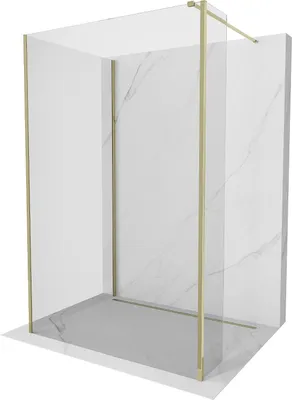 Image de Mexen Kioto Cabine de douche à l'italienne 140 x 95 x 40 cm, transparent, or - 800-140-095-221-50-00-040