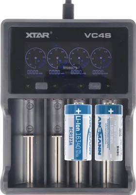 Produktbild von CR123 A Li-Ion Akku mit 3,6V-3,7 Volt, 850mAh 2 Stück und LCD-Schnell-Ladegerät