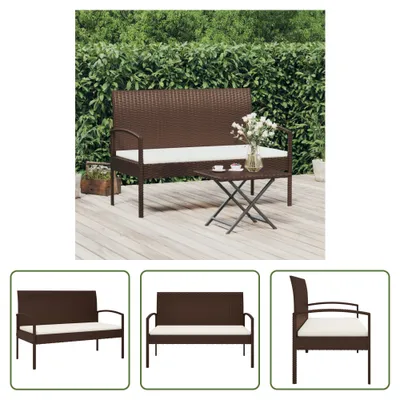 Produktbild von The Living Store Gartenbank mit Kissen Braun 105 cm Poly Rattan
