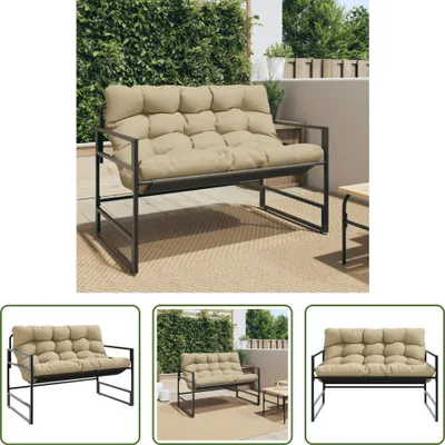 Obrázek produktu pro The Living Store Zahradní lavice s polštářem Taupe 113 cm ocelová