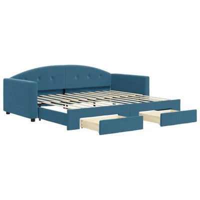 Immagine prodotto di Divano Letto Estraibile con Cassetti Blu 90x200 cm in Velluto