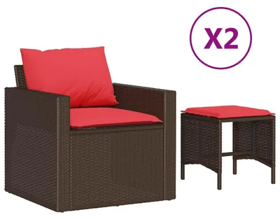 Produktbild von vidaXL 4-tlg. Garten-Sofagarnitur mit Kissen Braun Poly Rattan