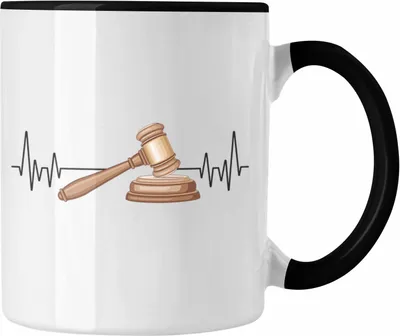 Produktbild von Trendation - Jura Jurist Herzschlag Tasse Geschenk für Richter Juristen Hobby Geschenkidee (Schwarz)