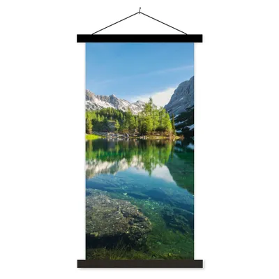 Produktbild von MuchoWow® Textilposter Wasser - Berge - Felsen 90x180 cm mit schwarzem Rahmen - Dekoration Wohnzimmer