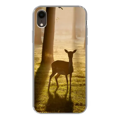 Produktbild von MuchoWow® Handyhülle Schutzhülle Hülle für iPhone XR Hirsche - Sonne - Bäume Silikon Softcase Handy Hülle - Schutzdeckel