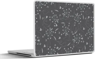 Produktbild von MuchoWow® Laptop Aufkleber Sticker Cover Blumen - Weiß - Muster 25x18 cm - Laptop-Deko