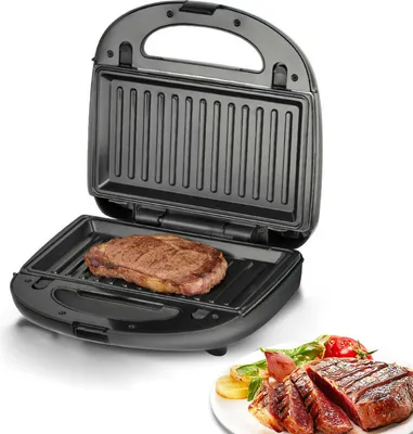 Produktbild von Zimilo 8 in 1 Sandwichmaker und Waffeleisen, 750W Frühstücksautomat, Kontaktgrill mit Wechselplatten, Antihaftbeschichtung & LED Anzeige